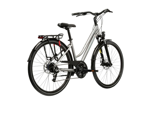 Rower turystyczny damski KROSS Trans 3.0 srebrny połysk – idealny wybór na wyprawy i dojazdy do pracy, dostępny w Cyclo Centrum Mielec.