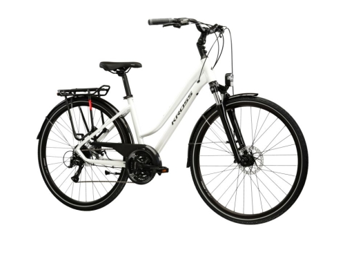 Rower turystyczny damski KROSS Trans 3.0 perłowo-czarny – niezawodny sprzęt z lekką ramą Aluminium Lite w ofercie sklepu Cyclo Centrum Mielec.