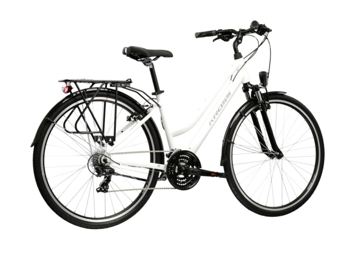Damski rower KROSS Trans 1.0 z napędem 3x7 i hamulcami v-brake – idealny dojazd do pracy i na weekendowe wycieczki.