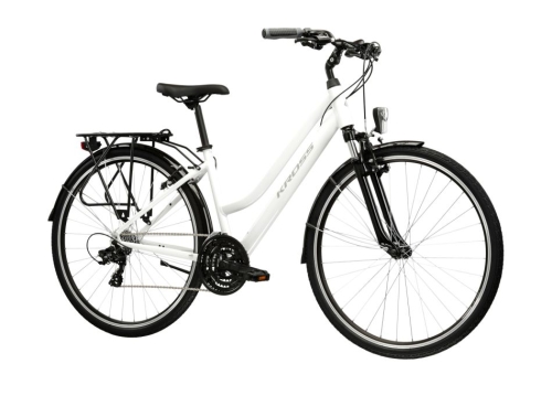 Rower turystyczny dla kobiet KROSS Trans 1.0 biało-szary – uniwersalny model do rekreacji, dostępny w sklepie rowerowym Mielec.