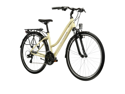 KROSS Trans 1.0 beż-fio – komfortowy rower turystyczny z niską ramą, idealny dla kobiet, dostępny w Cyclo Centrum Mielec.