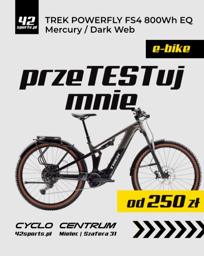 TEST elektrycznego roweru TREK POWERFLY FS4 800Wh EQ MERCURY/DARK WEB R26