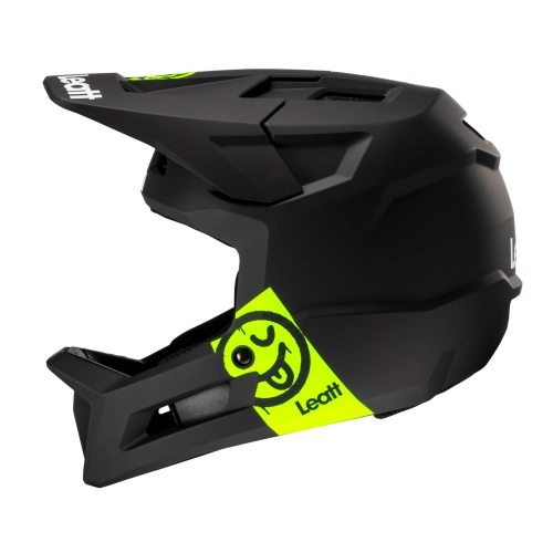Kask Leatt Gravity 1.0 Junior Black - widok z lewej strony. Kask fullface dla dzieci na 42sports.pl