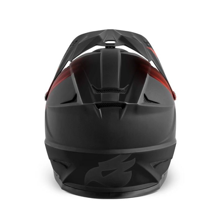 Kask Bluegrass Intox Black-Red widok od tyłu – system wentylacji i skorupa ABS.