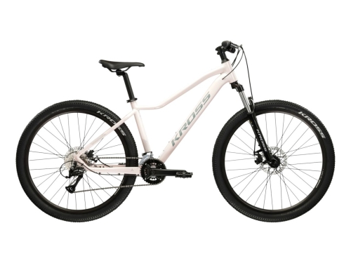 Damski rower MTB KROSS Lea 3.0 różowo-szary połysk widok z boku