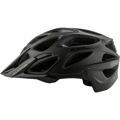 Czarny matowy kask rowerowy Alpina Mythos 3.0 L.E. z daszkiem. Bezpieczny i tani i dobry kask na rower górski dostępny w Cyclo Centrum Mielec.
