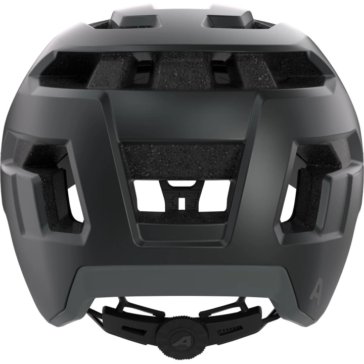 Kask rowerowy Alpina Taunus Black-Grey Matt – widok od tyłu ukazujący system regulacji obwodu i wysokości Run System Ergo Flex.