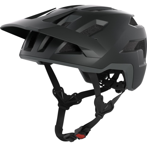 Kask rowerowy MTB Alpina Taunus Black-Grey Matt w kolorze czarno-szarym matowym z paskami wyposażonymi w zapięcie Ergomatic.