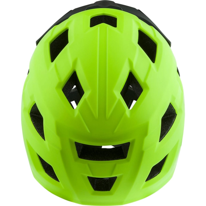 Neonowy kask na rower dla dziecka ALPINA RUPI Be Visible z technologią Ceramic Shell i 15 otworami wentylacyjnymi dbającymi o pełną termoregulację.