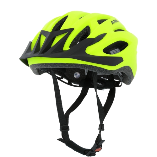 Jaskrawy kask rowerowy ALPINA MTB17 Be Visible Matt gwarantujący doskonałą widoczność na drodze, dostępny w sklepie 42sports.