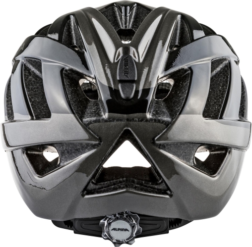 Kask rowerowy Alpina Panoma 3.0 Black-Anthracite Gloss widok z tyłu, bezpieczny kask na wąską głowę z regulacją obwodu sklep rowerowy Mielec
