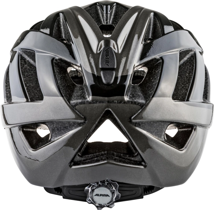 Kask rowerowy Alpina Panoma 3.0 Black-Anthracite Gloss widok z tyłu, bezpieczny kask na wąską głowę z regulacją obwodu sklep rowerowy Mielec