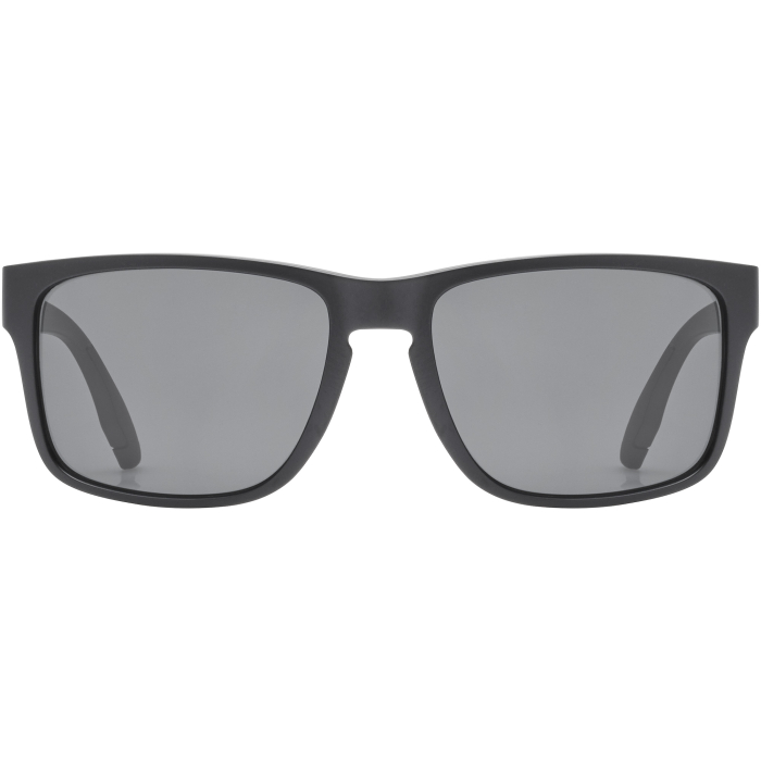 Okulary przeciwsłoneczne z polaryzacją UVEX Poise P Black Matt 5340022250 – widok z przodu. Srebrne soczewki kategroii 3 ze 100% ochroną UV.
