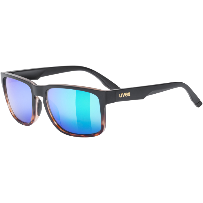 Okulary sportowe UVEX Poise 5340012616 black-demi matt z zieloną lustrzaną soczewką mirror green – widok z ukosa