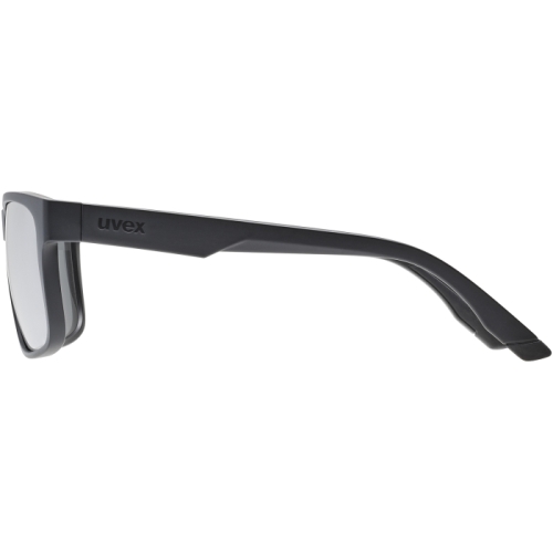Elastyczny zausznik i profil oprawki okularów miejskich UVEX Poise 5340012216 Black MattLustrzane soczewki Mirror Silver kat. 3 w okularach przeciwsłonecznych UVEX Poise