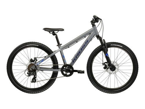Rower juniorski KROSS Dust JR 1.0 DSC 24 cale szaro-grafitowy mat – widok z boku