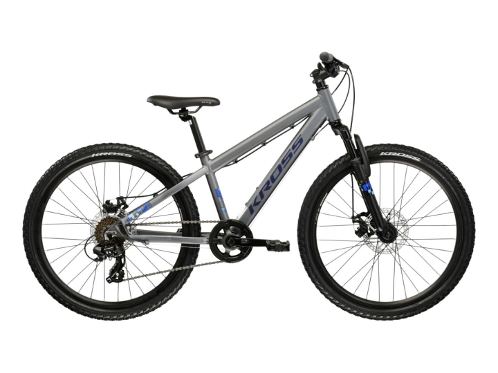 Rower juniorski KROSS Dust JR 1.0 DSC 24 cale szaro-grafitowy mat – widok z boku
