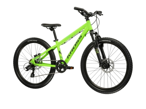 Młodzieżowy rower górski MTB KROSS Dust JR 1.0 DSC 24 zielony – widok 3/4 od przodu