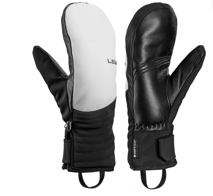 Komplet damskich rękawic narciarskich LEKI Vallarta Base Zero Mitt White-Black – widok przód i tył